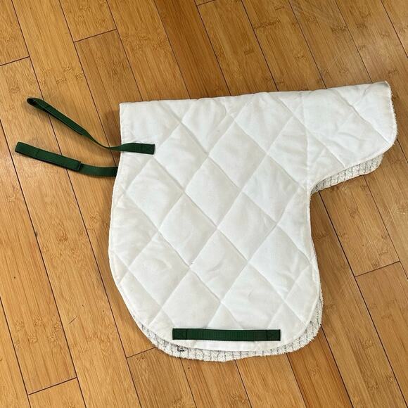 NWOT Solid White w/Green English Saddle Pad - Picture 2 of 4